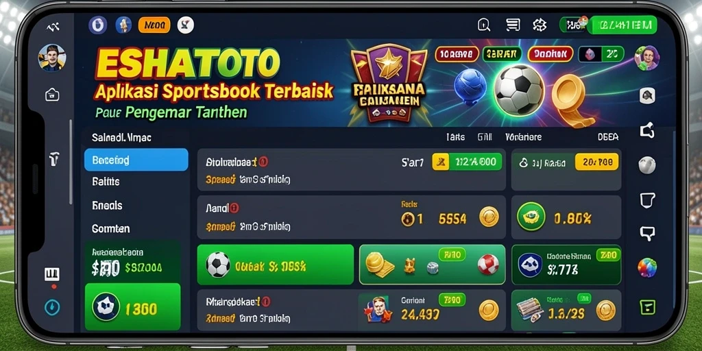 Tangkapan layar ESHATOTO menampilkan antarmuka aplikasi Sportsbook yang menarik.