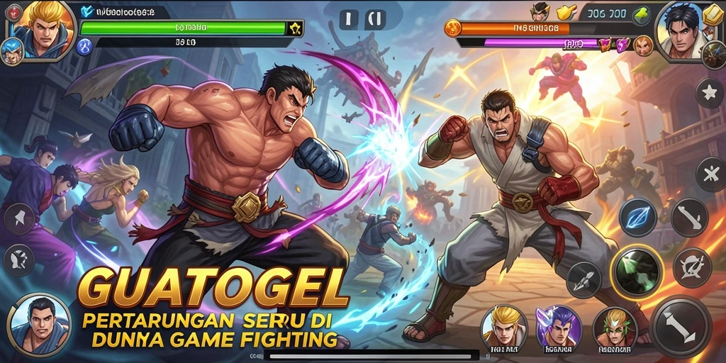 Gameplay intens dalam GUATOGEL, pertarungan seru antar karakter.