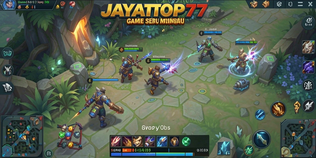 Screenshot gameplay JAYATOP77 menampilkan pertarungan dinamis antar hero.