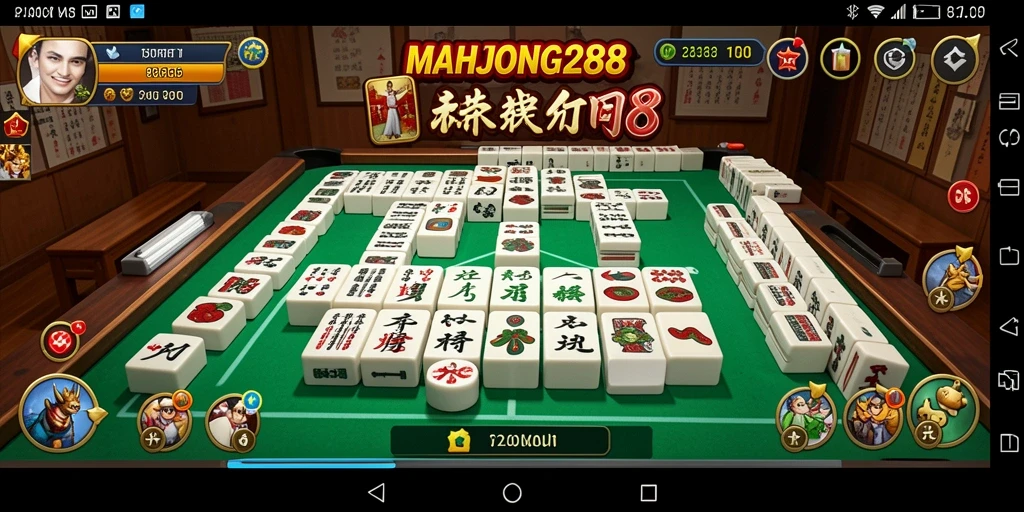 Tampilan gameplay seru dalam MAHJONG288 yang penuh warna.