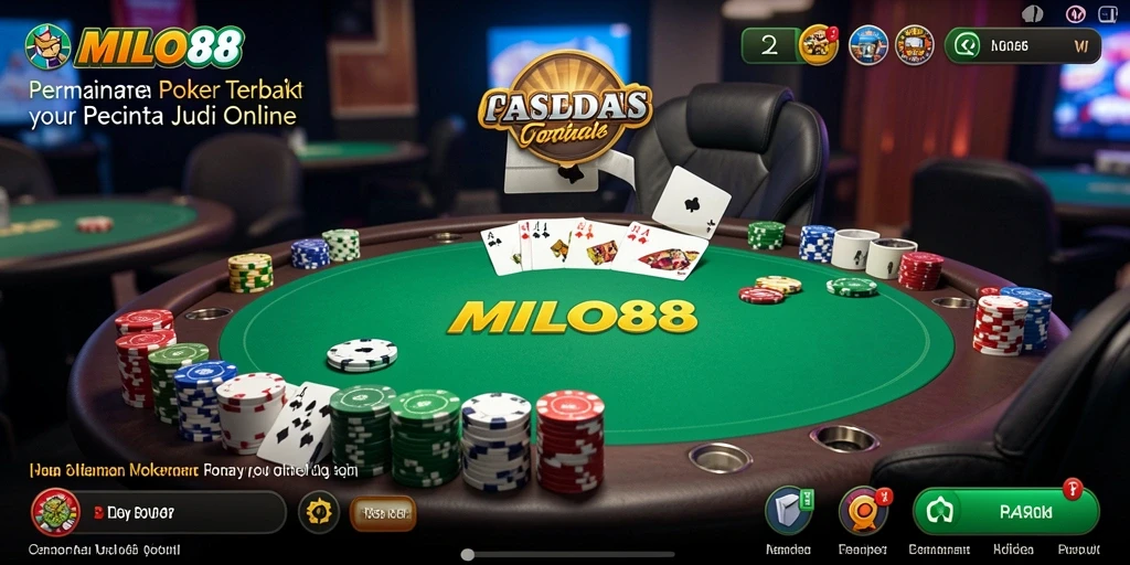 Screenshot menunjukkan gameplay Poker yang mendebarkan di MILO88.