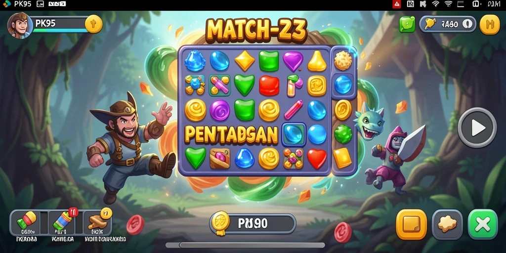 Tampilan warna-warni dari gameplay PK95 yang penuh tantangan.